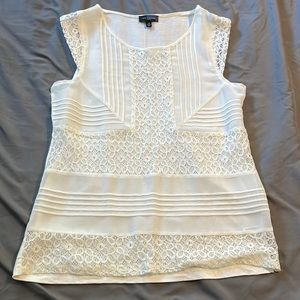 The Limited ivory sheer lace detail top XS